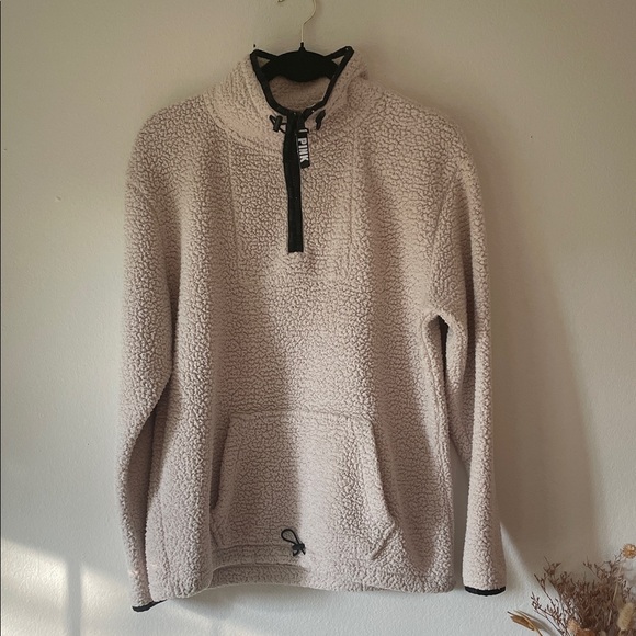 PINK Victoria's Secret Sweaters - PINK Victoria's Secret Beige Sherpa Pullover